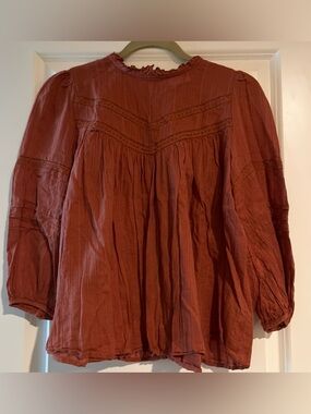 Universal Thread Rust Orange Textured Peasant Top